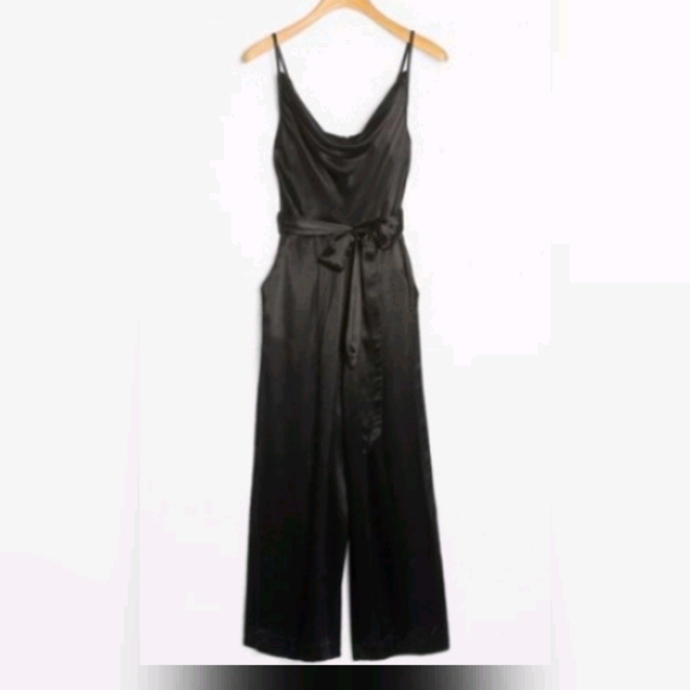 ANTHROPOLIGIE Aliza cowl neck satin jumpsuit small